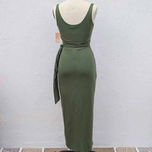 NWT REFORMATION Jeans Kaila Knit Wrap Midi Dress In Moss Green Size Small - Picture 4 of 13